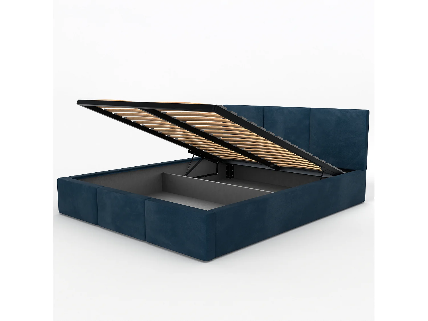 Bed Gestoffeerd Voor De Slaapkamer 160cm x 200cm Dubbel Met Opbergruimte In Donkerblauw
