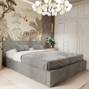Bed Gestoffeerd Voor Slaapkamer 120cm x 200cm Met Opbergruimte Dubbel Grijs