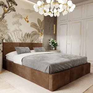 Bed Gestoffeerd 160cm x 200cm Dubbel Met Opbergruimte Bruin Voor De Slaapkamer Bed Gestoffeerd 160cm x 200cm Dubbel Met Opbergruimte Bruin Voor De Slaapkamer