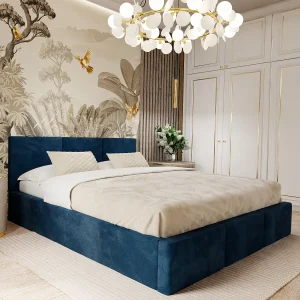 Bed Gestoffeerd Voor Slaapkamer 120cm x 200cm Met Opbergruimte Dubbel Marineblauw Bed Gestoffeerd Voor Slaapkamer 120cm x 200cm Met Opbergruimte Dubbel Marineblauw