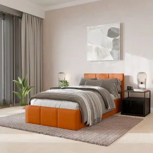 Bed Gestoffeerd 90cm x 200cm Enkel Met Opbergruimte Geel