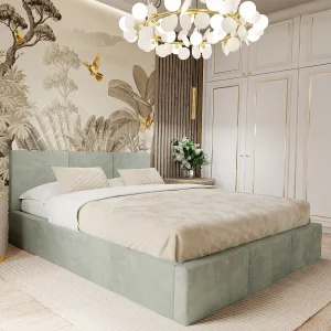 Bed Gestoffeerd Voor De Slaapkamer 120cm x 200cm Dubbel Met Opbergruimte In Mintgroen