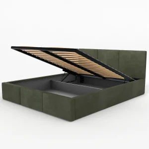 Bed Gestoffeerd Voor De Slaapkamer 160cm x 200cm Dubbel Met Opbergruimte In Khaki Bed Gestoffeerd Voor De Slaapkamer 160cm x 200cm Dubbel Met Opbergruimte In Khaki