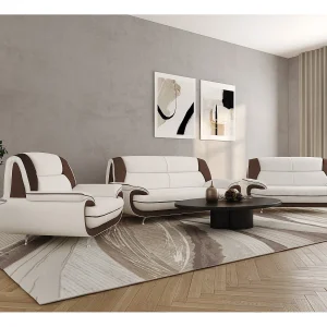 Bankstel 3+2+1, stof Kronos, wit + bruin, Palermo Bankstel 3+2+1, stof Kronos, wit + bruin, Palermo
