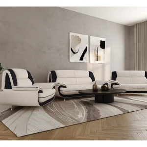 Bankstel 3+2+1, stof Soft, wit + zwart, Palermo Bankstel 3+2+1, stof Soft, wit + zwart, Palermo