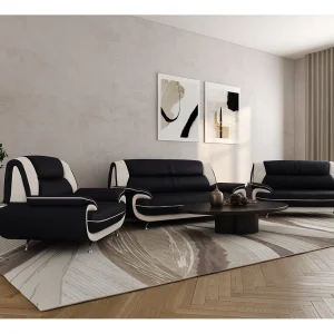 Bankstel 3+2+1, stof Soft, zwart + wit, Palermo Bankstel 3+2+1, stof Soft, zwart + wit, Palermo