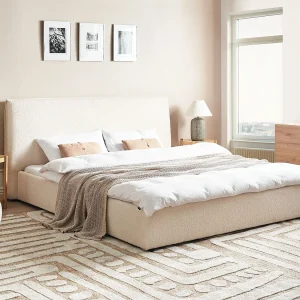 Bed Bouclé LAVAUR 180 x 200 cm Gebroken wit Bed Bouclé LAVAUR 180 x 200 cm Gebroken wit