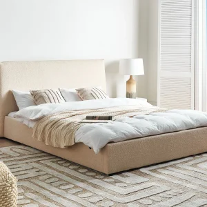 Bed Bouclé LAVAUR 160 x 200 cm Beige Bed Bouclé LAVAUR 160 x 200 cm Beige
