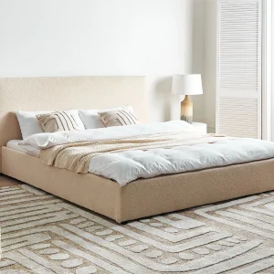 Bed Bouclé LAVAUR 180 x 200 cm Beige Bed Bouclé LAVAUR 180 x 200 cm Beige
