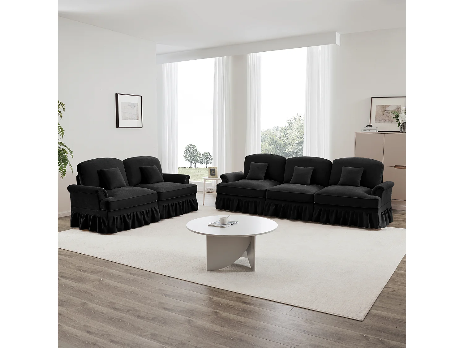 Bankstel Moduleerbaar Twee looks Afneembare rok Chenille zwart