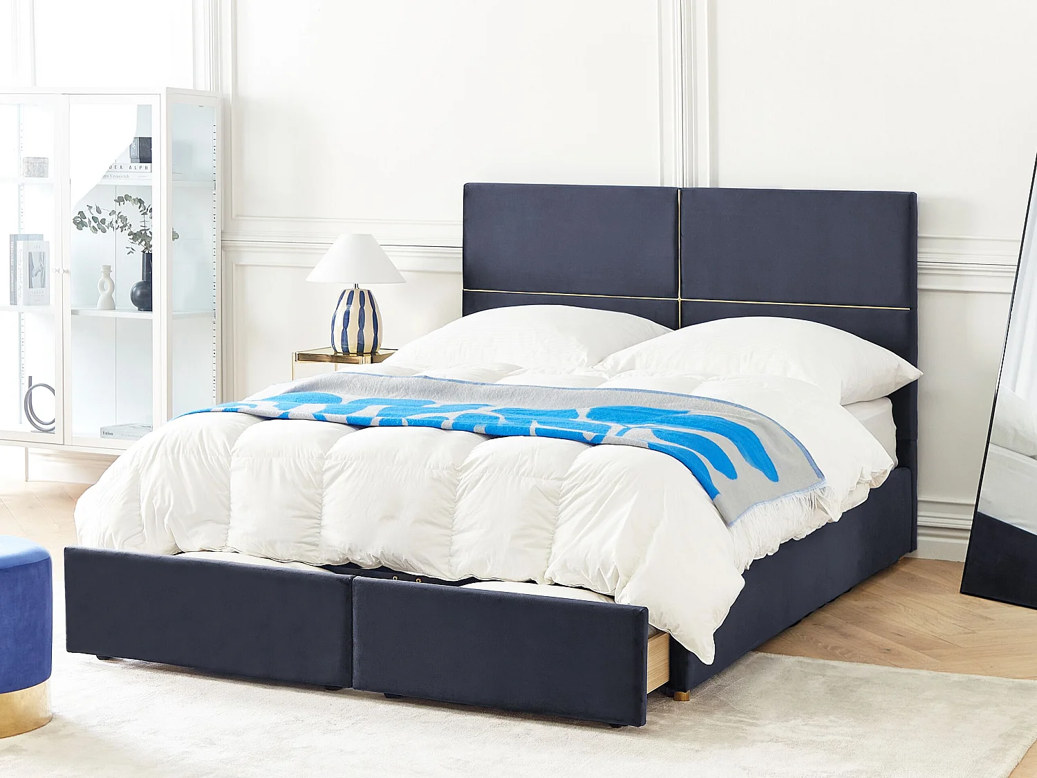 Bed met opbergruimte Fluweel VERNOYES 160 x 200 cm Zwart