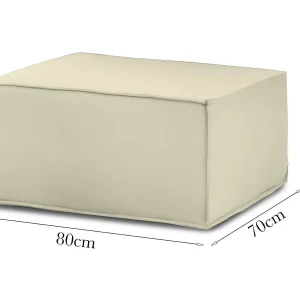 Barbara poef, Woonkamerpoef, 100% Made in Italy, Ontspannende fauteuil in gecapitonneerde stof, 80x70h43 cm, Beige