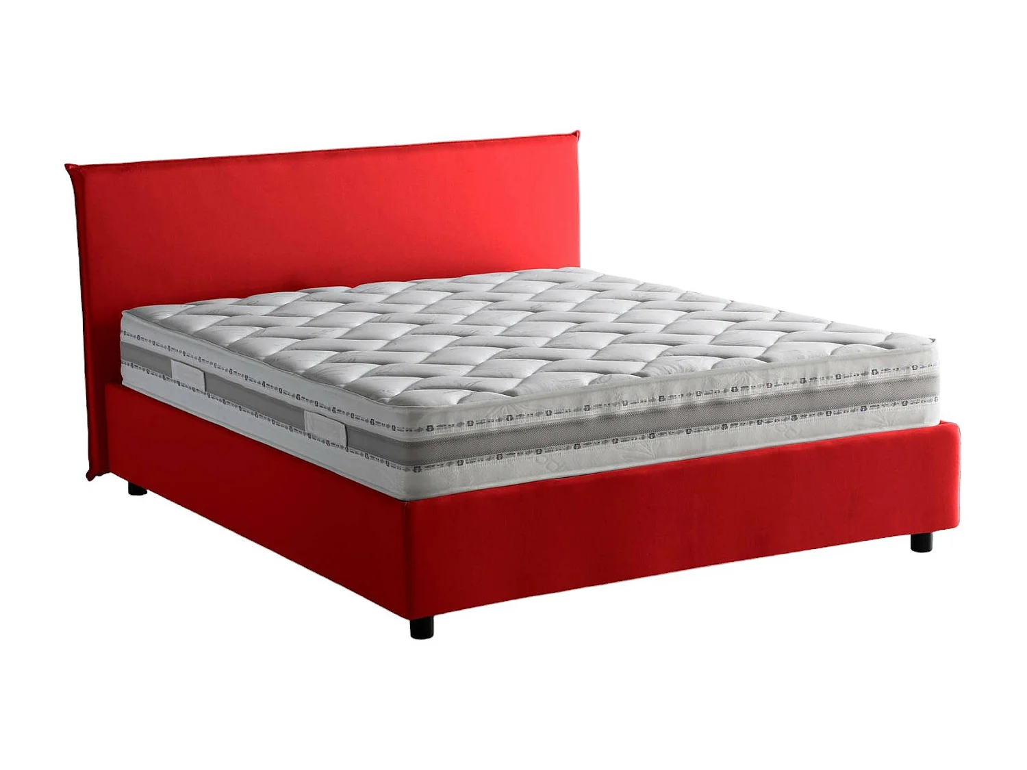 Talamo Italia Frans Bed Beata Rood Inclusief Verwijderbare Matras, Opslagruimte Made in Italy