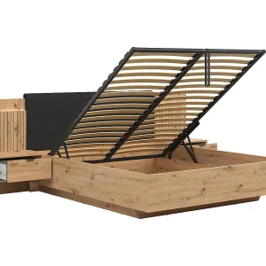 Beddenkast 160×200 inclusief LED-hoofdbord en USB-stekkers Mao Bois Beddenkast 160×200 inclusief LED-hoofdbord en USB-stekkers Mao Bois