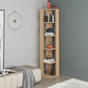 "Nati" Houten Boekenkast – Beige, 5 Planken, Modern Design, 32 x 32 x 161 cm