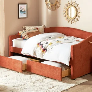 Bedbank met opbergruimte Stof VITTEL 90 x 200 cm Rood Bedbank met opbergruimte Stof VITTEL 90 x 200 cm Rood