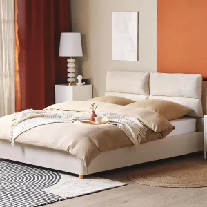 Bed met opbergruimte Fluweel BATILLY 160 x 200 cm Lichtbeige