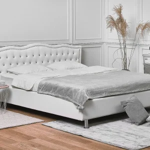 Bed met opbergruimte Kunstleer METZ 180 x 200 cm Wit Bed met opbergruimte Kunstleer METZ 180 x 200 cm Wit