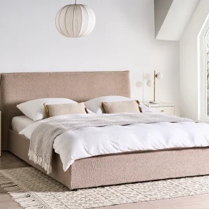 Bed met opbergruimte Bouclé LAVAUR 160 x 200 cm Taupe Bed met opbergruimte Bouclé LAVAUR 160 x 200 cm Taupe