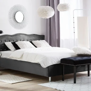 Bed met opbergruimte Fluweel METZ 140 x 200 cm Donkergrijs Bed met opbergruimte Fluweel METZ 140 x 200 cm Donkergrijs