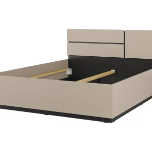 Bed HAVANA 160×200 cm beige en zwart – Hedendaagse elegantie en structuur zonder lattenbodem Bed HAVANA 160×200 cm beige en zwart – Hedendaagse elegantie en structuur zonder lattenbodem