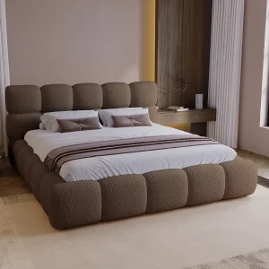 BESILIO Gestoffeerd bed 140×200 bouclé Boston – bed met opbergruimte en lattenbodem, modern opbergbed met dikke schuimvulling – Bruin BESILIO Gestoffeerd bed 140×200 bouclé Boston – bed met opbergruimte en lattenbodem, modern opbergbed met dikke schuimvulling – Bruin