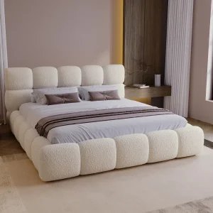 BESILIO Gestoffeerd bed 200×200 bouclé Boston – bed met opbergruimte en lattenbodem, modern opbergbed met dikke schuimvulling – Beige BESILIO Gestoffeerd bed 200×200 bouclé Boston – bed met opbergruimte en lattenbodem, modern opbergbed met dikke schuimvulling – Beige