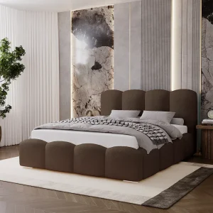 BESILIO Gestoffeerd bed 140×200 Fluffy – wolkenbed bouclé, bed met opbergruimte en lattenbodem, dikke schuimvulling, modern opbergbed slaapkamer – Bruin BESILIO Gestoffeerd bed 140×200 Fluffy – wolkenbed bouclé, bed met opbergruimte en lattenbodem, dikke schuimvulling, modern opbergbed slaapkamer – Bruin