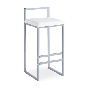 Barkruk van Metaal Drakkar Zilver en Wit Fluweel – Comfortabel en Elegant Barkruk van Metaal Drakkar Zilver en Wit Fluweel – Comfortabel en Elegant