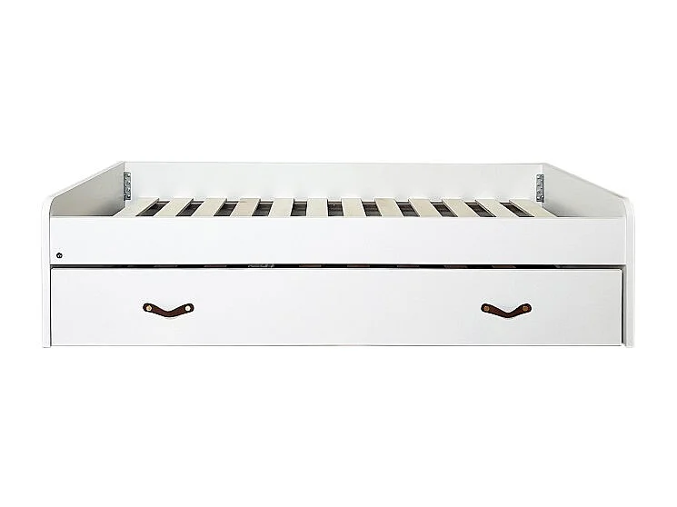 Bed + laden van spaanplaat wit met bedbodem 105x190cm