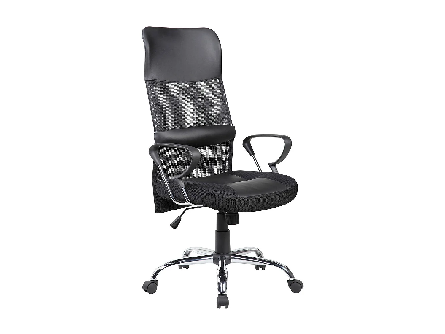 Bay bureaustoel, Presidentiële fauteuil met armleuningen, Ergonomische bureaustoel, 56x61h111/121 cm, Zwart
