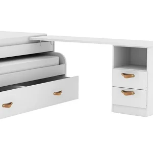 Bedbureau + ladekast spaanplaat wit leer 76,5x202x45 Bedbureau + ladekast spaanplaat wit leer 76,5x202x45