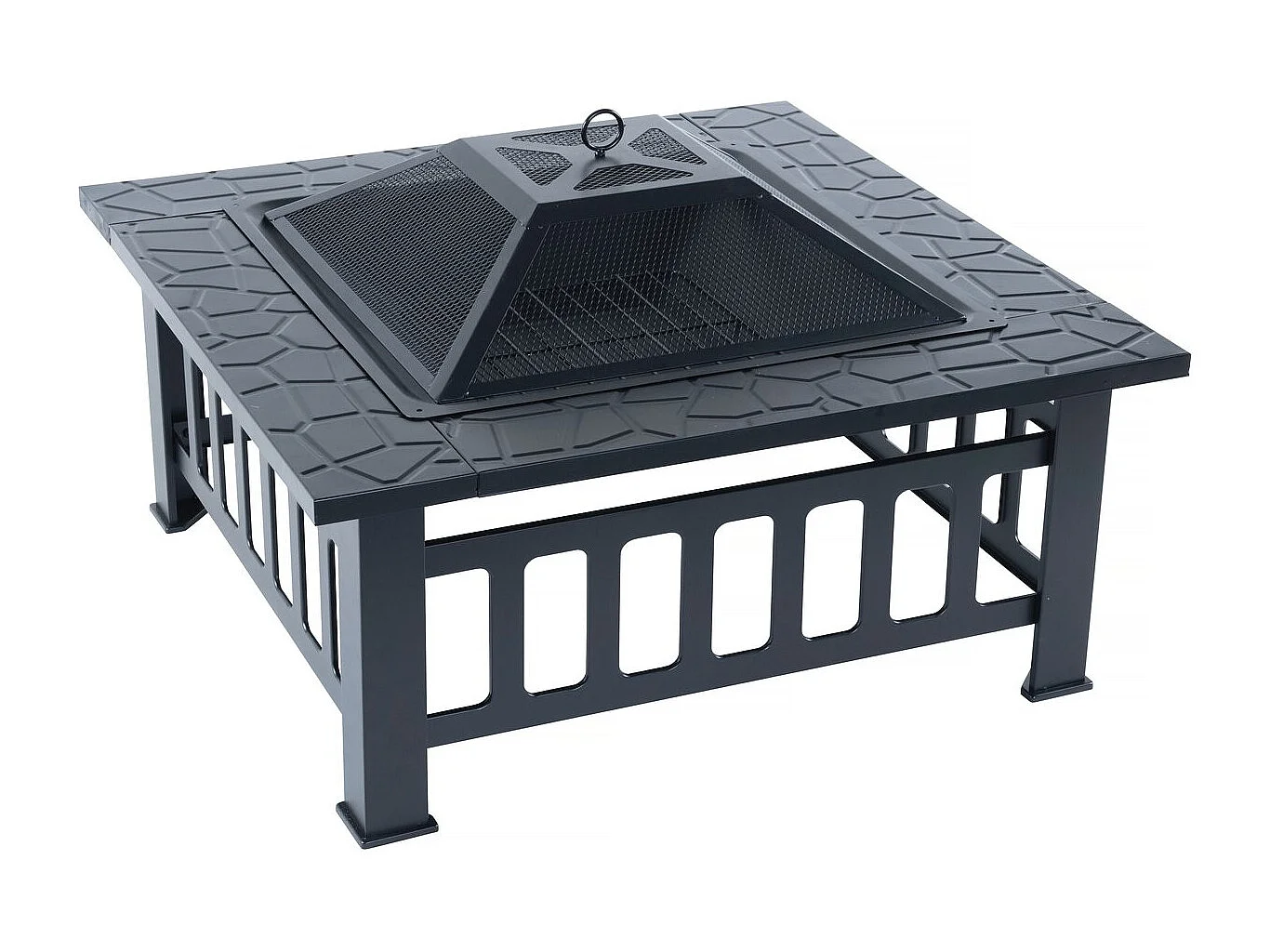 Vuurschaal BBQ 3 in 1 barbecue met vonkenscherm "Flaméo" – Zwart