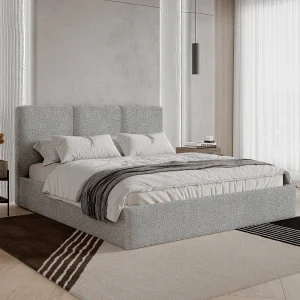 BESILIO Gestoffeerd bed 180×200 Mira bouclé – bed met opbergruimte en houten lattenbodem, modern opbergbed slaapkamer, bouclé stof – Lichtgrijs BESILIO Gestoffeerd bed 180×200 Mira bouclé – bed met opbergruimte en houten lattenbodem, modern opbergbed slaapkamer, bouclé stof – Lichtgrijs