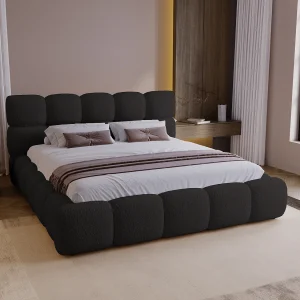 BESILIO Gestoffeerd bed 120×200 bouclé Boston – bed met opbergruimte en lattenbodem, modern opbergbed met dikke schuimvulling – Zwart BESILIO Gestoffeerd bed 120×200 bouclé Boston – bed met opbergruimte en lattenbodem, modern opbergbed met dikke schuimvulling – Zwart