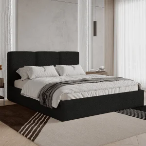 BESILIO Gestoffeerd bed 120×200 Mira bouclé – bed met opbergruimte en houten lattenbodem, modern opbergbed slaapkamer, bouclé stof – Zwart BESILIO Gestoffeerd bed 120×200 Mira bouclé – bed met opbergruimte en houten lattenbodem, modern opbergbed slaapkamer, bouclé stof – Zwart