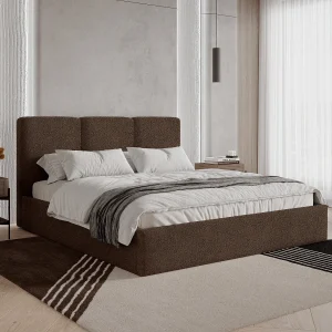 BESILIO Gestoffeerd bed 160×200 Mira bouclé – bed met opbergruimte en houten lattenbodem, modern opbergbed slaapkamer, bouclé stof – Bruin BESILIO Gestoffeerd bed 160×200 Mira bouclé – bed met opbergruimte en houten lattenbodem, modern opbergbed slaapkamer, bouclé stof – Bruin