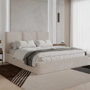 BESILIO Gestoffeerd bed 120×200 Mira bouclé – bed met opbergruimte en houten lattenbodem, modern opbergbed slaapkamer, bouclé stof – Beige BESILIO Gestoffeerd bed 120×200 Mira bouclé – bed met opbergruimte en houten lattenbodem, modern opbergbed slaapkamer, bouclé stof – Beige