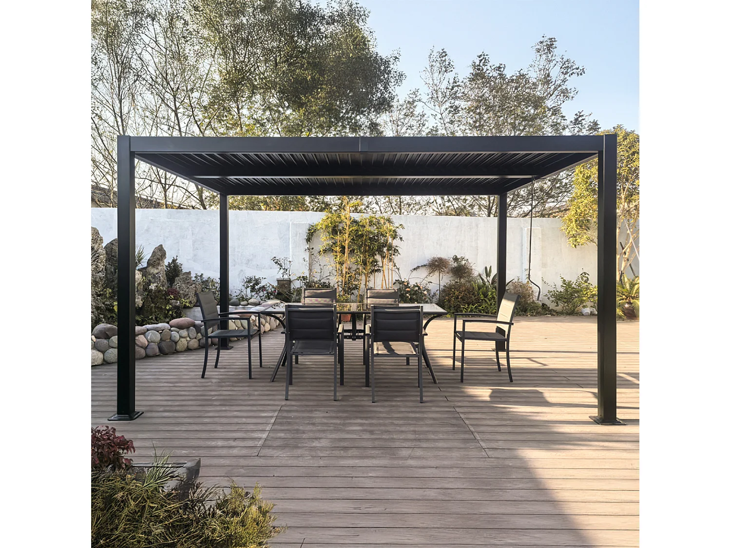 Bioklimatische Pergola 4x3m Aluminium Antraciet Grijs NAXOS