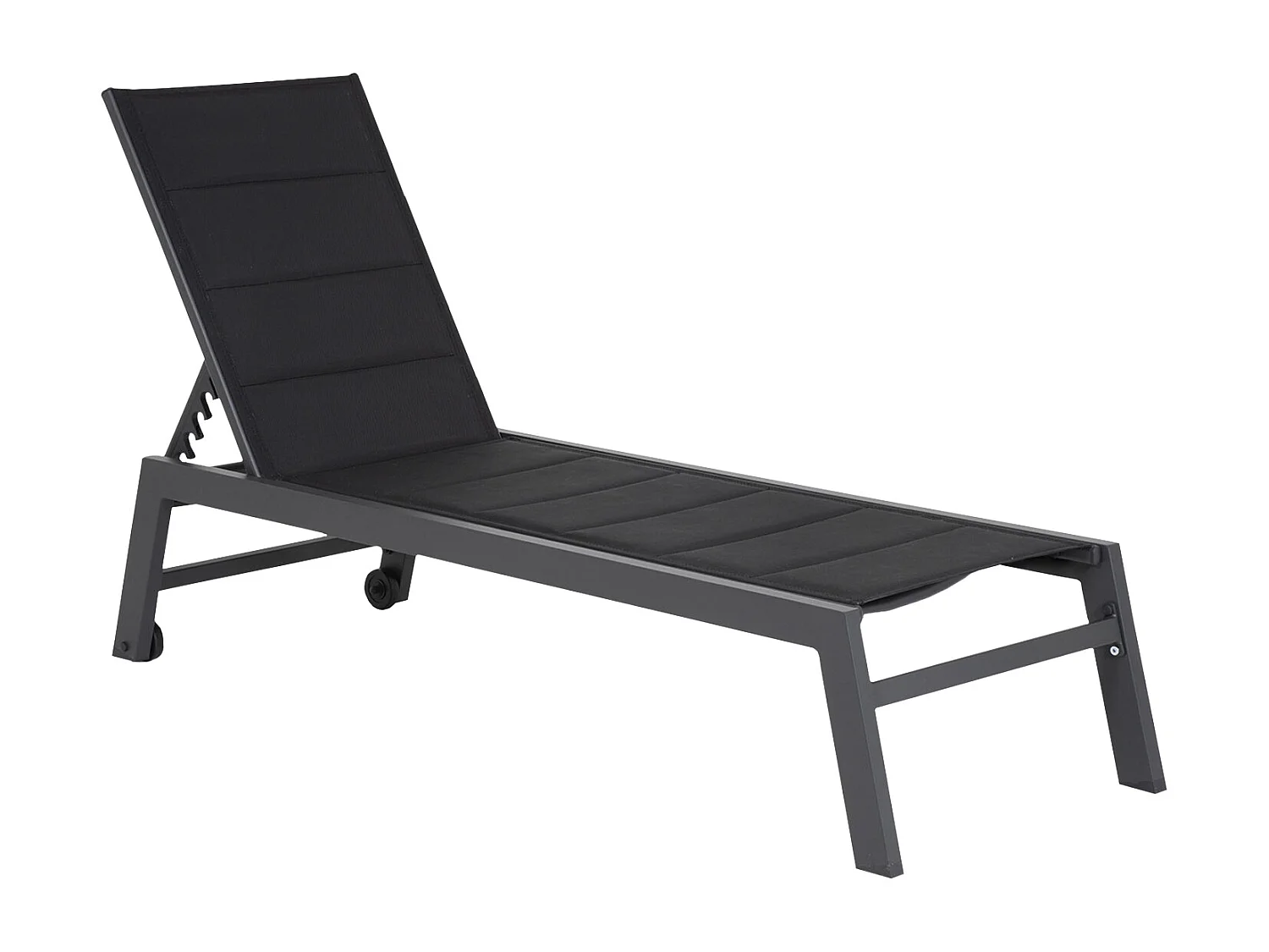 BARBADOS ligstoel in zwart textilene – antraciet grijs aluminium