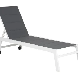 BARBADOS ligstoel in grijs textilene – wit aluminium BARBADOS ligstoel in grijs textilene – wit aluminium