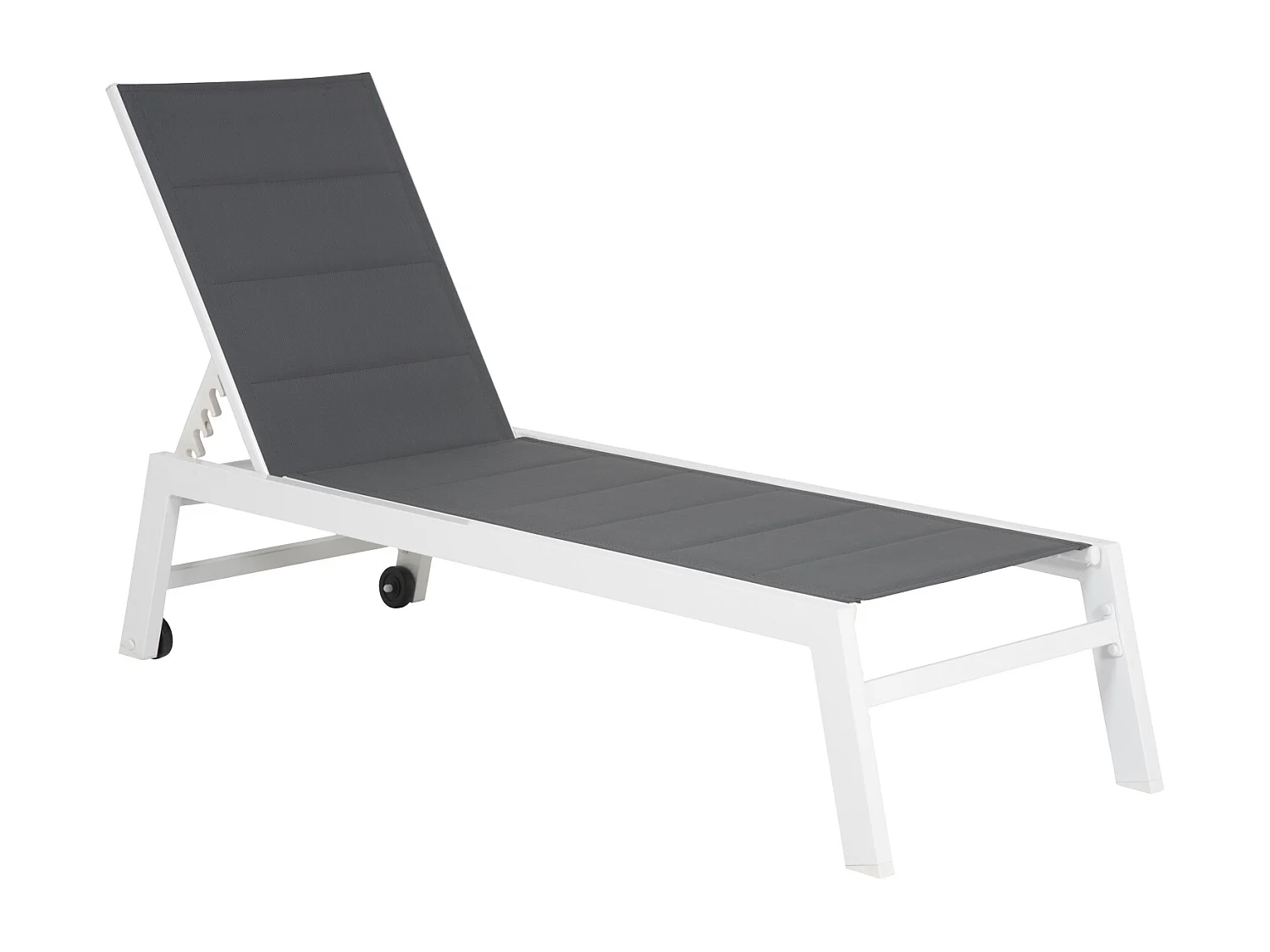 BARBADOS ligstoel in grijs textilene – wit aluminium