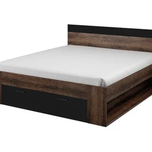 Bed 180×200 plus Nachtkastjes collectie EOS. Kleur donkere eik en zwart. Bed 180×200 plus Nachtkastjes collectie EOS. Kleur donkere eik en zwart.