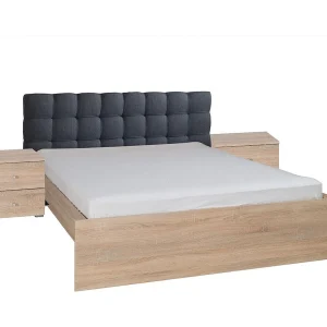 Bedset 160×200 met lattenbodem, lade en nachtkastjes – Sonoma eiken – Design bed met opbergruimte Bedset 160×200 met lattenbodem, lade en nachtkastjes – Sonoma eiken – Design bed met opbergruimte