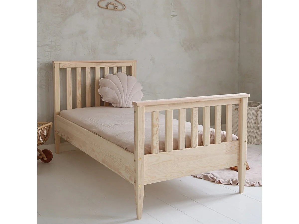 Bed 90x190 inclusief lattenbodem poten 19 cm Joséphine Bois
