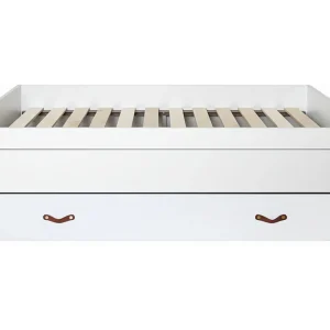 Bed 90 + lades van witte spaanplaat met lattenbodems en matrassen 90x200cm