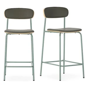 Barkrukken Set van 2 in kunstleer met metalen poten, H95 cm – TESS