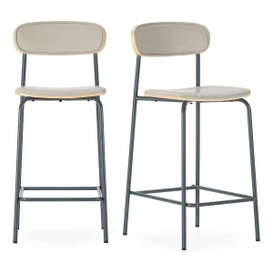 Barkrukken Set van 2 in kunstleer met metalen poten, H95 cm – TESS