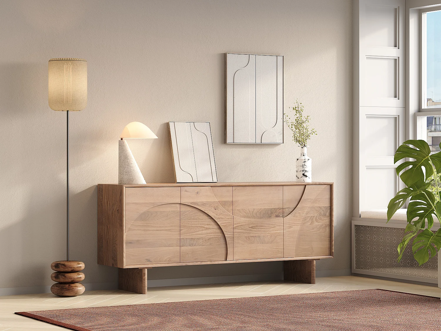 Dressoir met 4 deuren van mangohout - Naturel licht - BERLAMA van Maison Céphy