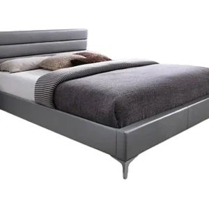Bed met lattenbodem THOMAS 160×200 in kunstleer, kleur grijs Bed met lattenbodem THOMAS 160×200 in kunstleer, kleur grijs
